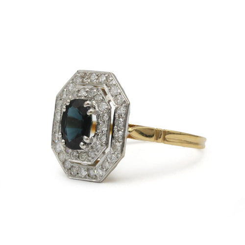 61 Art déco - Bague en or 18K, diamants et saphir 58 Facettes SA030