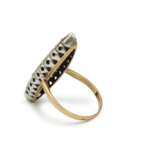 Bague 52 Bague marquise ancienne en or jaune, diamants et saphirs 58 Facettes SA038