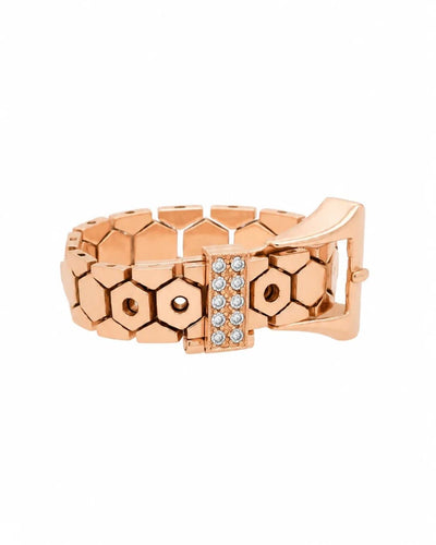 53 Bague ceinture serpent en or rose 18 kt et diamants 58 Facettes c337re