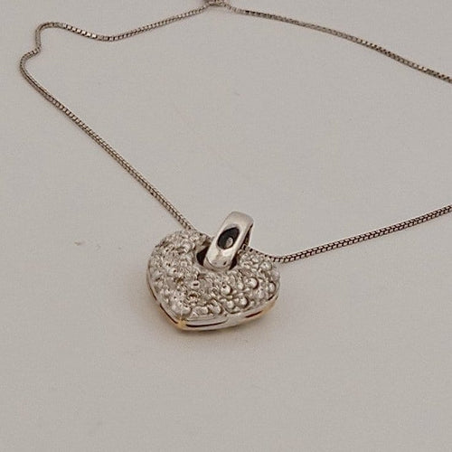 Collier cœur en or jaune et blanc avec brillants 58 Facettes 2909737