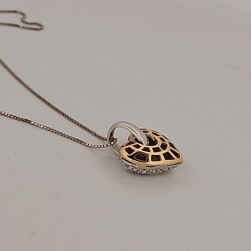 Collier cœur en or jaune et blanc avec brillants 58 Facettes 2909737