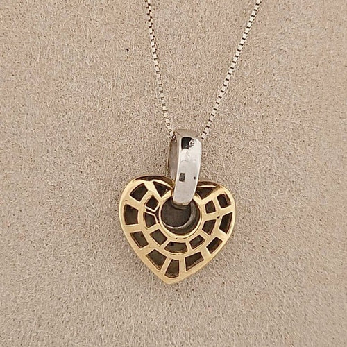 Collier cœur en or jaune et blanc avec brillants 58 Facettes 2909737