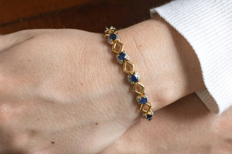 Bracelet en or 18 carats, saphirs et diamants 58 Facettes 13436