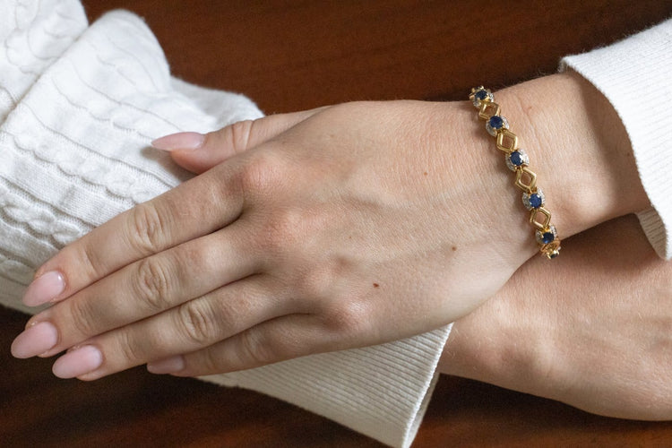 Bracelet en or 18 carats, saphirs et diamants 58 Facettes 13436