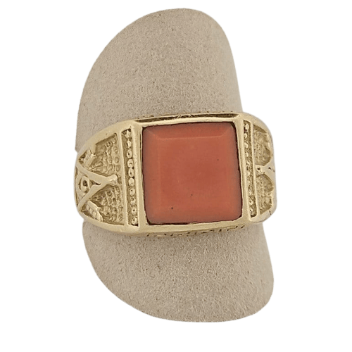 65.5 Chevalière maçonnique homme en or jaune et corail 58 Facettes DP26902256