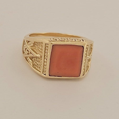 65.5 Chevalière maçonnique homme en or jaune et corail 58 Facettes DP26902256
