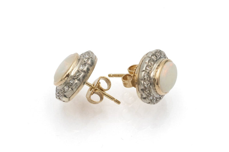 Boucles d'oreilles vintage en or jaune 18 carats, opales et diamants 58 Facettes 13450