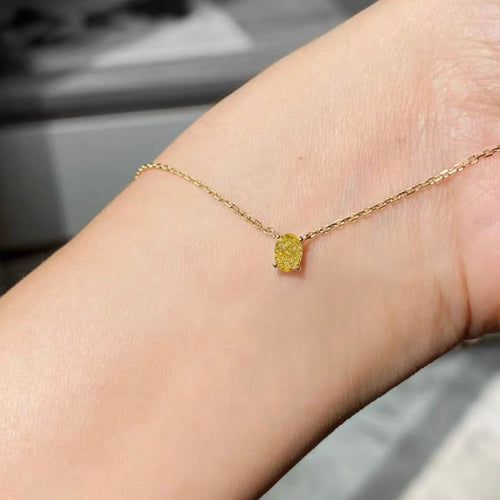 Collier en or 18 carats et diamant jaune ovale 0,50 ct 58 Facettes GPD1023YG-1