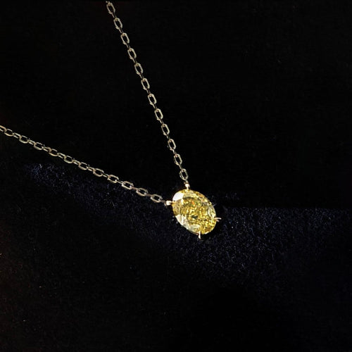 Collier en or 18 carats et diamant jaune ovale 0,50 ct 58 Facettes GPD1023YG-1