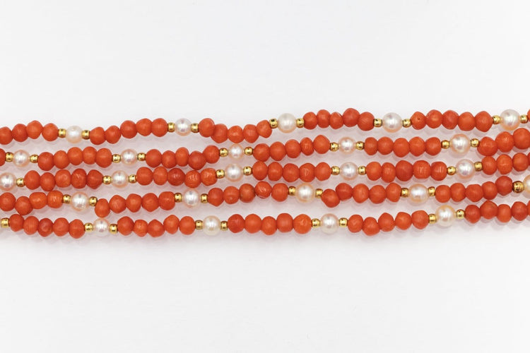 Collier ancien en corail, perles et or jaune 58 Facettes 13475
