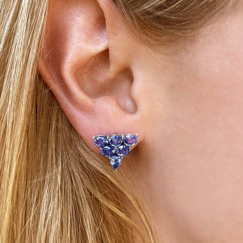 Boucles d'oreilles Eden - Boucles d'oreilles 4,2 ct en or blanc 18K et tanzanites 58 Facettes GER1025TZ