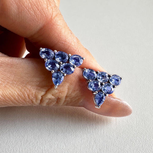Boucles d'oreilles Eden - Boucles d'oreilles 4,2 ct en or blanc 18K et tanzanites 58 Facettes GER1025TZ