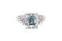 53 Bague en or blanc 18 carats, aigue-marine et diamants 58 Facettes 13477