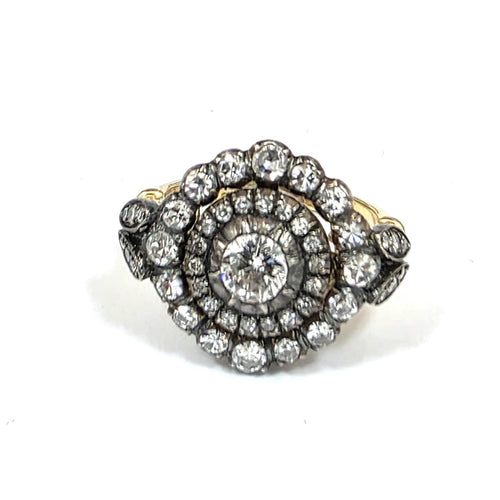 53 Bague en or jaune et argent avec diamants 58 Facettes 444/26 A