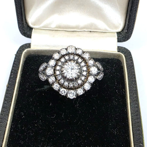 53 Bague en or jaune et argent avec diamants 58 Facettes 444/26 A