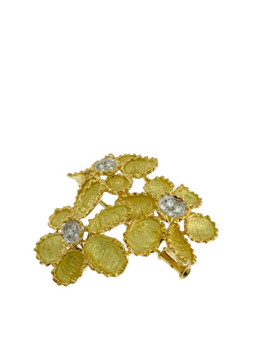 Ensemble boucles d'oreilles et pendentif-broche en or jaune, or blanc et diamants 58 Facettes PA1522
