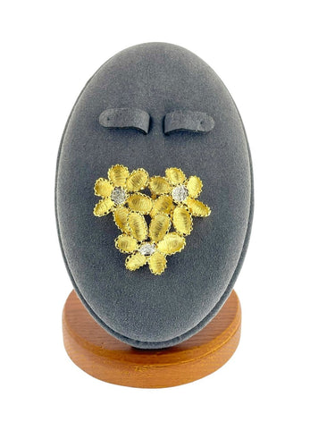Ensemble boucles d'oreilles et pendentif-broche en or jaune, or blanc et diamants 58 Facettes PA1522