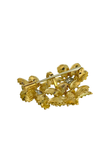 Ensemble boucles d'oreilles et pendentif-broche en or jaune, or blanc et diamants 58 Facettes PA1522
