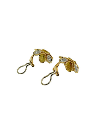 Ensemble boucles d'oreilles et pendentif-broche en or jaune, or blanc et diamants 58 Facettes PA1522