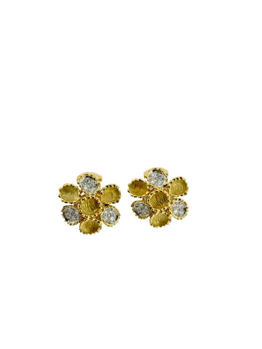 Ensemble boucles d'oreilles et pendentif-broche en or jaune, or blanc et diamants 58 Facettes PA1522
