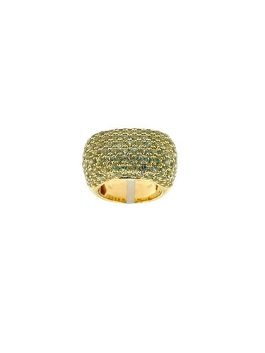 56 Bague cocktail IGI en or jaune 18 carats et saphirs verts 58 Facettes A2083