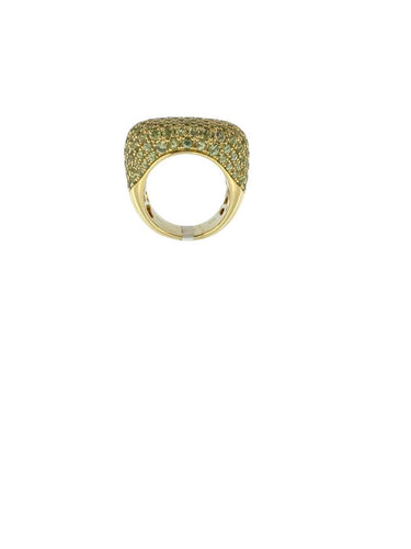 56 Bague cocktail IGI en or jaune 18 carats et saphirs verts 58 Facettes A2083