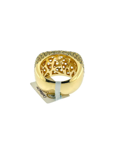 56 Bague cocktail IGI en or jaune 18 carats et saphirs verts 58 Facettes A2083