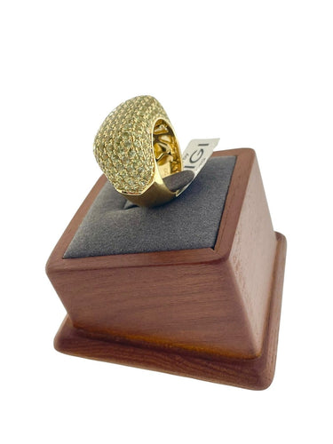 56 Bague cocktail IGI en or jaune 18 carats et saphirs verts 58 Facettes A2083