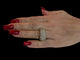 56 Bague cocktail IGI en or jaune 18 carats et saphirs verts 58 Facettes A2083