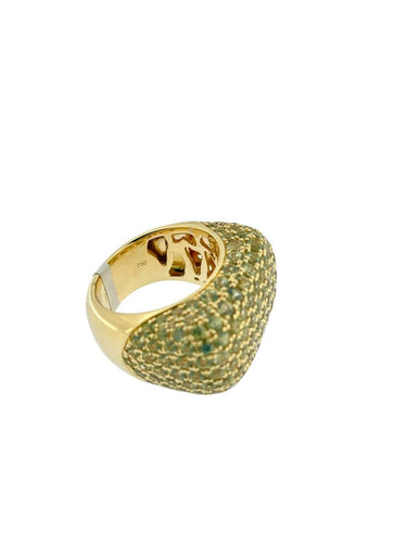 56 Bague cocktail IGI en or jaune 18 carats et saphirs verts 58 Facettes A2083