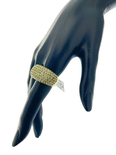 56 Bague cocktail IGI en or jaune 18 carats et saphirs verts 58 Facettes A2083