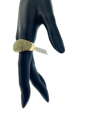 56 Bague cocktail IGI en or jaune 18 carats et saphirs verts 58 Facettes A2083