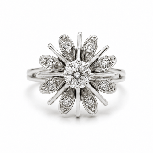 55 Bague marguerite en or blanc et diamants 58 Facettes 1.0001426/1