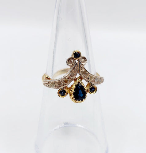 51 Bague duchesse en or 18k, argent, saphirs et diamants 58 Facettes A07447