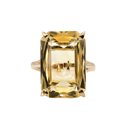 56.5 Bague cocktail vintage en or rose 18 carats et citrine 58 Facettes 681