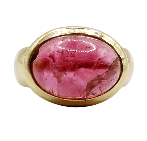53 Bague cocktail vintage en or 18k et tourmaline cabochon 58 Facettes A07433