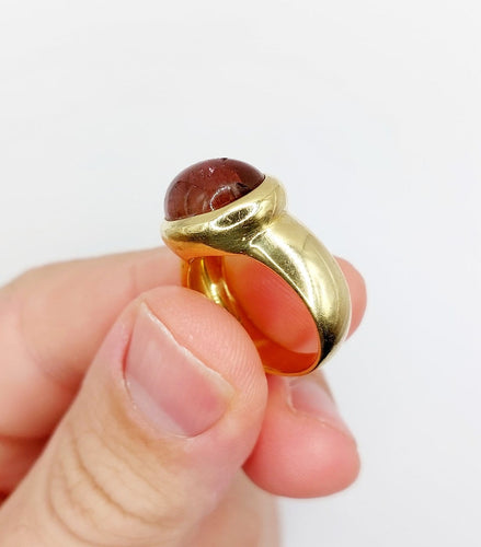 53 Bague cocktail vintage en or 18k et tourmaline cabochon 58 Facettes A07433