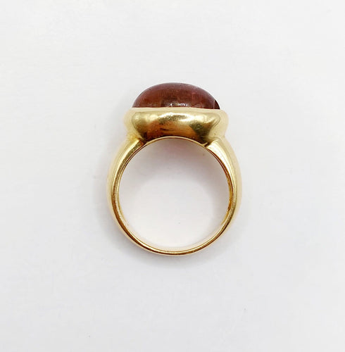 53 Bague cocktail vintage en or 18k et tourmaline cabochon 58 Facettes A07433