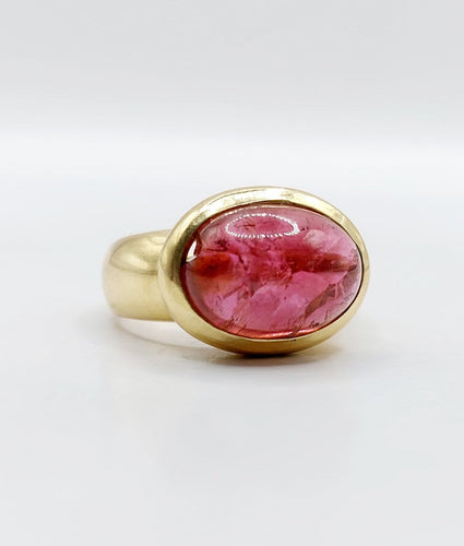53 Bague cocktail vintage en or 18k et tourmaline cabochon 58 Facettes A07433