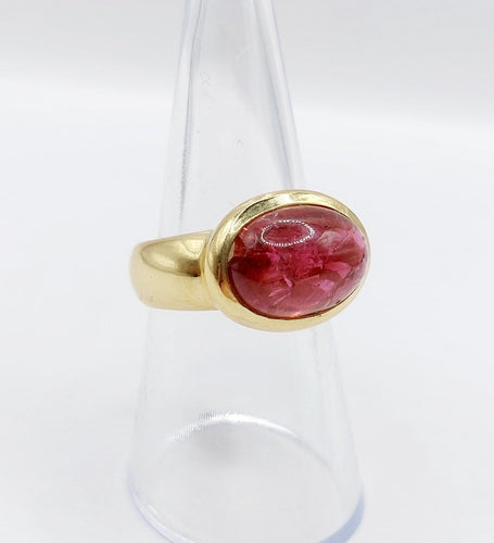 53 Bague cocktail vintage en or 18k et tourmaline cabochon 58 Facettes A07433