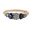 Bague 54.5 Bague antique en or rose 14K, diamant taille ancienne et saphirs 58 Facettes A07419