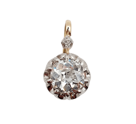 Pendentif antique en or rose 18k, platine et diamant