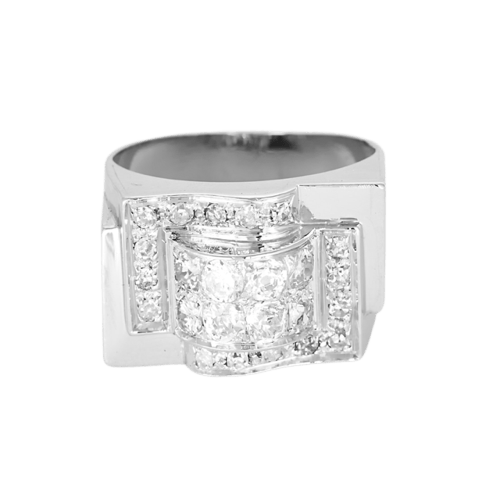 Bague 53 Tank - Bague ancienne en platine et diamants 58 Facettes BgTankptdts