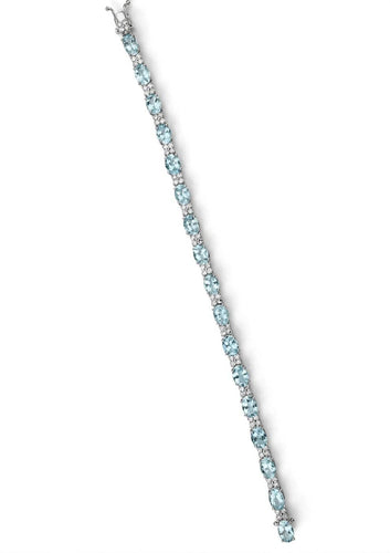Bracelet tennis en or blanc 18 ct avec aigue-marine et diamants 58 Facettes 451/26 D