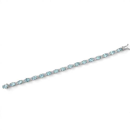 Bracelet tennis en or blanc 18 ct avec aigue-marine et diamants 58 Facettes 451/26 D