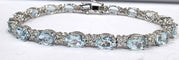 Bracelet tennis en or blanc 18 ct avec aigue-marine et diamants 58 Facettes 451/26 D