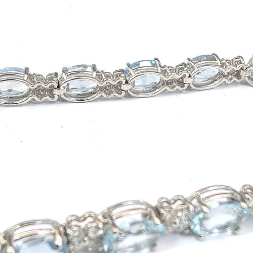 Bracelet Bracelet tennis en or blanc 18 ct avec aigue-marine et diamants 58 Facettes 451/26 D