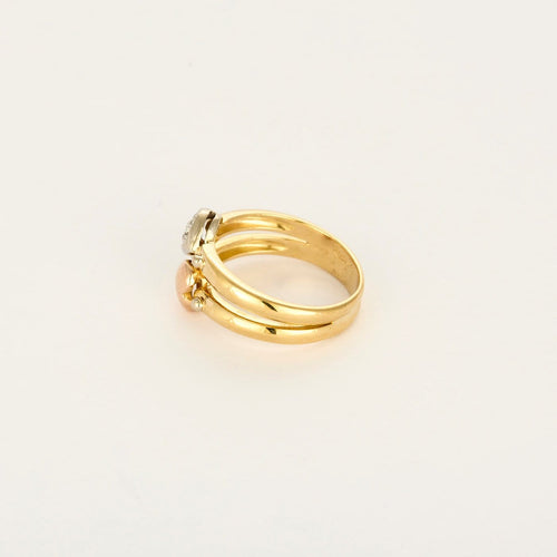 53.5 Bague double anneau cœurs en or et diamants 58 Facettes Bgdoublecoeur