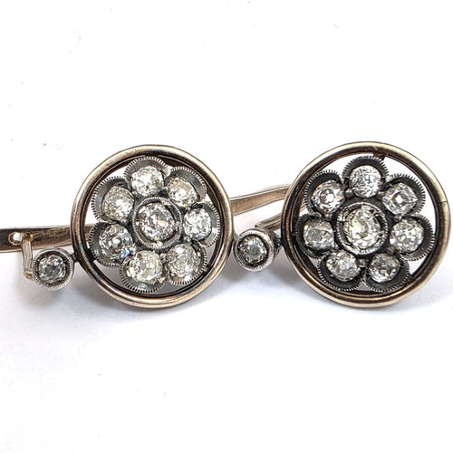 Boucles d'oreilles en or et argent avec diamants taille ancienne 58 Facettes 294/26 I