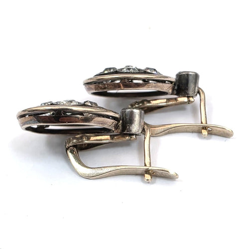Boucles d'oreilles en or et argent avec diamants taille ancienne 58 Facettes 294/26 I